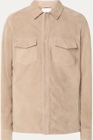 Profuomo Overshirt van suède met borstzakken