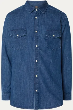 Boggi Milano Overshirt van chambray met borstzakken