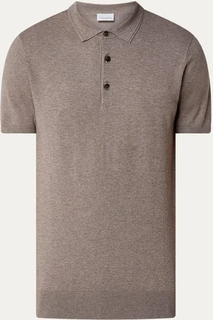Profuomo Luxury regular fit polo in lyocellblend met gemêleerd dessin
