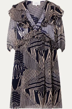Bash Acacia mini jurk met ruches en print