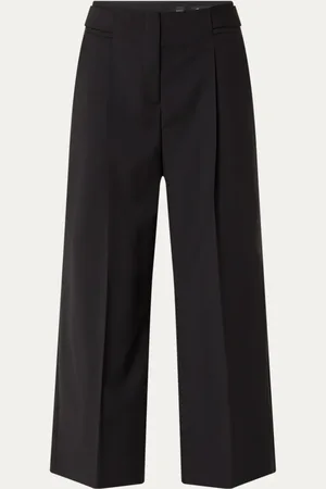 HUGO BOSS Tamania loose fit pantalon van scheerwol met steekzakken