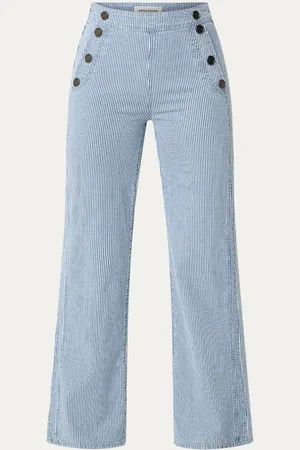 Sofie Schnoor Lyon mid waist wide fit pantalon met streepprint