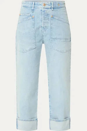 Mac Baggy mid waist straight leg cropped jeans met opgestikte zakken