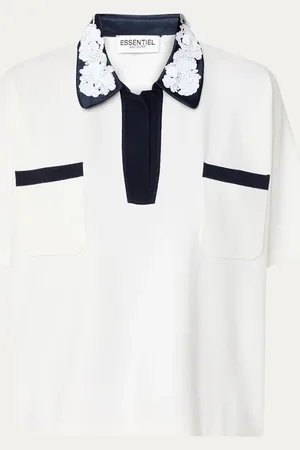 Essentiel Antwerp Fijngebreide polo met strass
