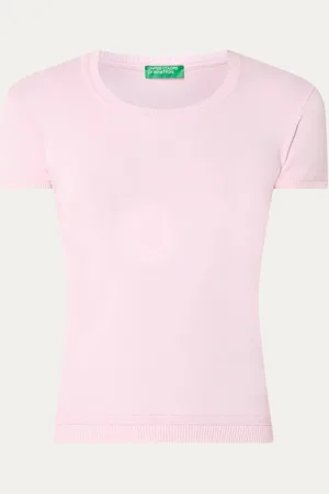 Benetton Fijngebreid T-shirt met ronde hals