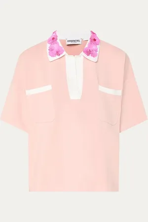 Essentiel Antwerp Fijngebreide polo met strass