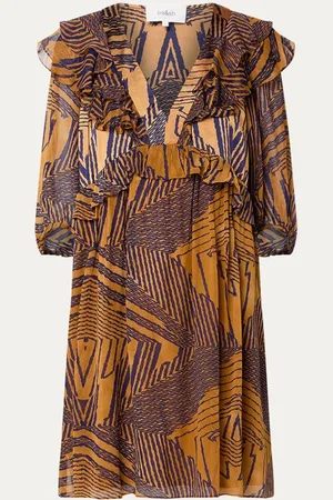 Bash Acacia mini jurk met ruches en print