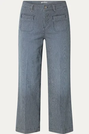 Atelier Gardeur Mid waist wide fit culotte met streepprint