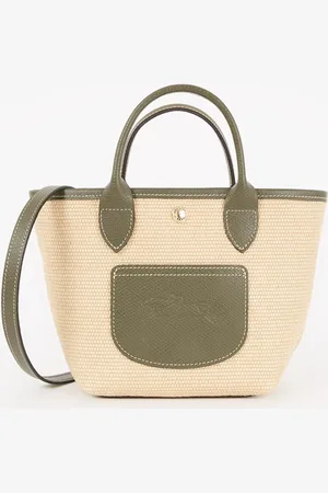 Longchamp Le Pliage XS Basket crossbodytas van raffia met leren details