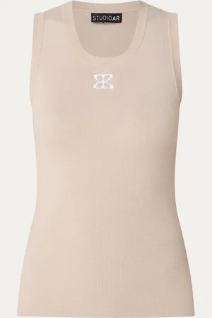 STUDIO AR Fijngebreide tanktop met logoborduring