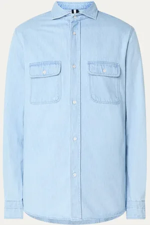 Profuomo Overshirt van denim met borstzakken
