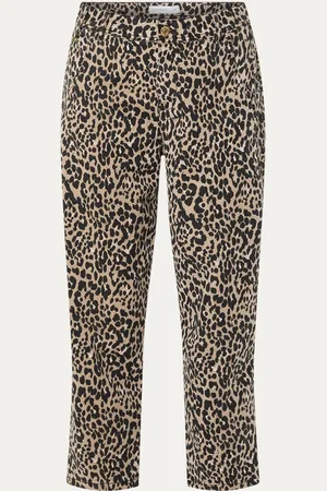 Summum Woman High waist tapered cropped jeans met panterprint