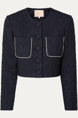 Josh V Daantje cropped blazer van bouclé met strass
