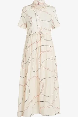 Tommy Hilfiger Voile midi jurk in biologische katoenblend met print