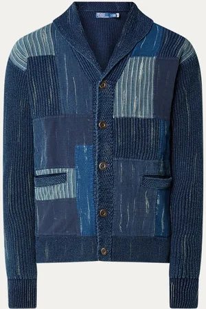 Ralph Lauren Grofgebreid vest met patchwork en verwassen afwerking