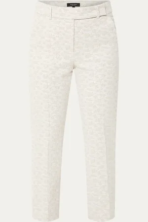 Claudia Sträter High waist tapered fit pantalon met lurex en steekzakken