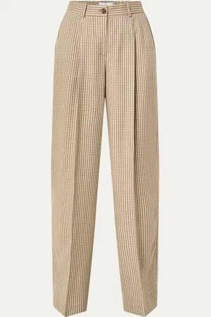 Armedangels Namaali high waist wide fit pantalon met ruitdessin