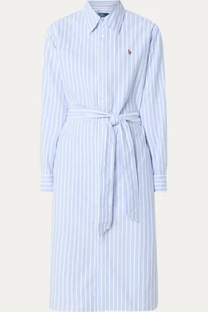 Ralph Lauren Cory midi blousejurk met streepprint en strikceintuur