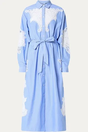 Essentiel Antwerp Haze maxi blousejurk met broderie en streepprint