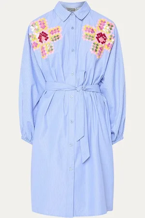 Essentiel Antwerp Hagittarius midi blousejurk met strikceintuur en pailletten