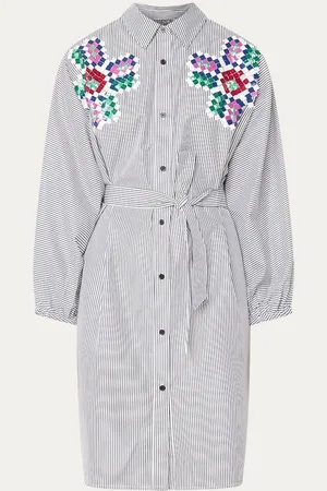 Essentiel Antwerp Hagittarius midi blousejurk met strikceintuur en pailletten