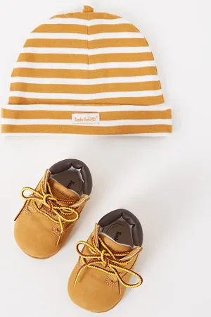 Timberland Crib Set babyschoentje van nubuck met muts giftbox