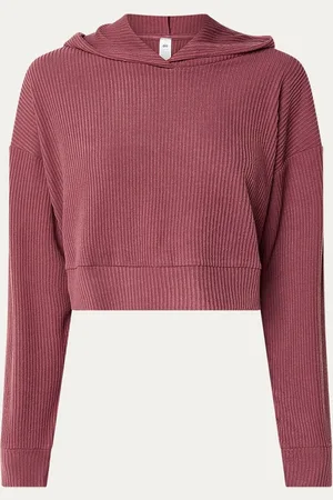 alo Muse cropped hoodie met ribstructuur