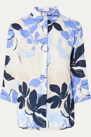 Brax Vicki blouse van linnen met bloemenprint