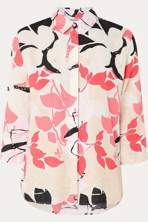 Brax Vicki blouse van linnen met bloemenprint
