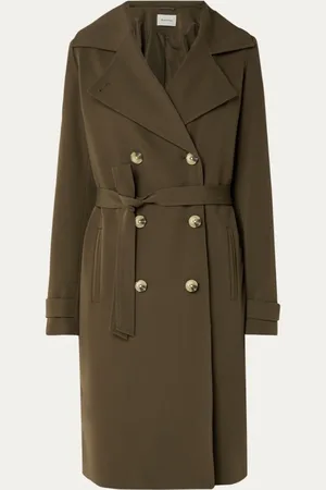 Modstrom Hiro trenchcoat met dubbele knopenrij en strikceintuur