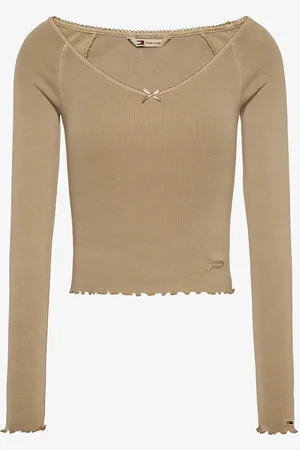 Tommy Hilfiger Longsleeve met ribstructuur en geschulpte zoom