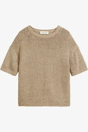 Marc O’ Polo Fijngebreide pullover in biologisch katoenblend met boothals