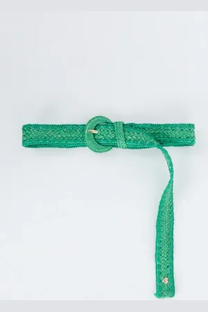 Fabienne Chapot Raffia riem met gevlochten details