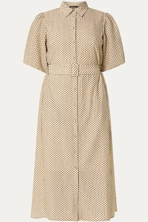 Expresso Midi blousejurk met stippenprint en ceintuur