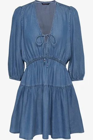 Tommy Hilfiger Mini tuniekjurk van chambray met volant