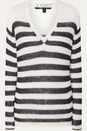 10 days Fijngebreide trui in merino wolblend met streepprint