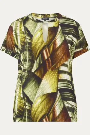 Claudia Sträter Top met bladprint en cut-out detail
