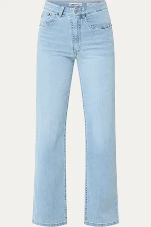 Lois Rosa Brando high waist straight leg jeans met lichte wassing