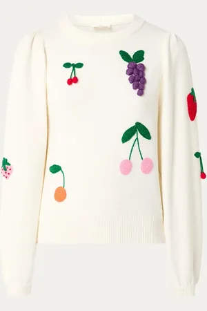 Fabienne Chapot Fruity fijngebreide trui met borduring