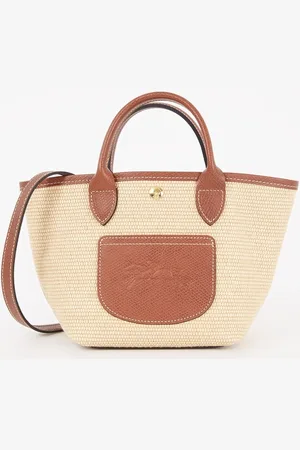 Longchamp Le Pliage XS Basket crossbodytas van raffia met leren details