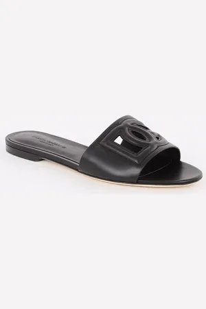 Dolce & Gabbana Slipper van kalfsleer met logo