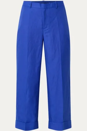 Ralph Lauren Mid waist straight fit cropped pantalon in linnenblend
