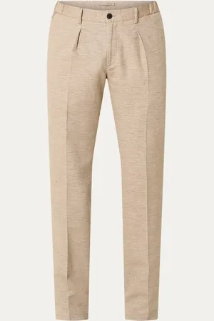 Profuomo Tapered fit pantalon in linnenblend met steekzakken