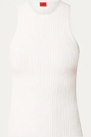 HUGO BOSS Sarepla ribgebreide top met logoborduring