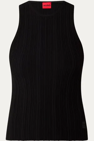 HUGO BOSS Sarepla ribgebreide top met logoborduring