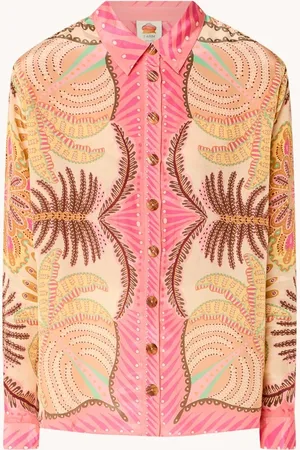 Farm Rio Sand blouse met bladprint