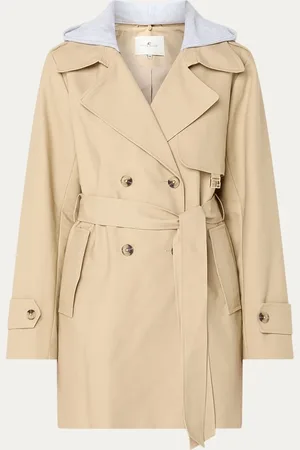 Fifth House Goldien double-breasted trenchcoat met afneembare capuchon