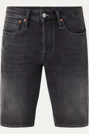 Denham Razor straight fit korte broek van denim met destroyed afwerking