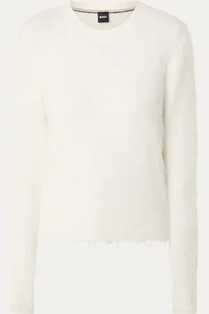 HUGO BOSS Fleuretty grofgebreide trui in alpaca wolblend