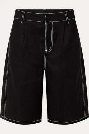 Copenhagen Muse Cmnatuli high waist straight fit korte broek van linnen met steekzakken